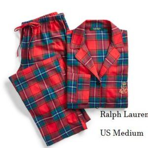 RALPH LAUREN Red Plaid Brushed Pajama PJ Set